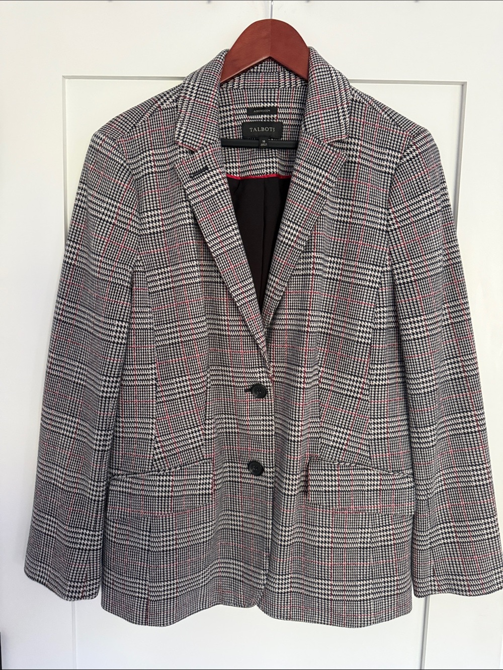 Talbots Glen Plaid Blazer with Subtle Red Windowpane
